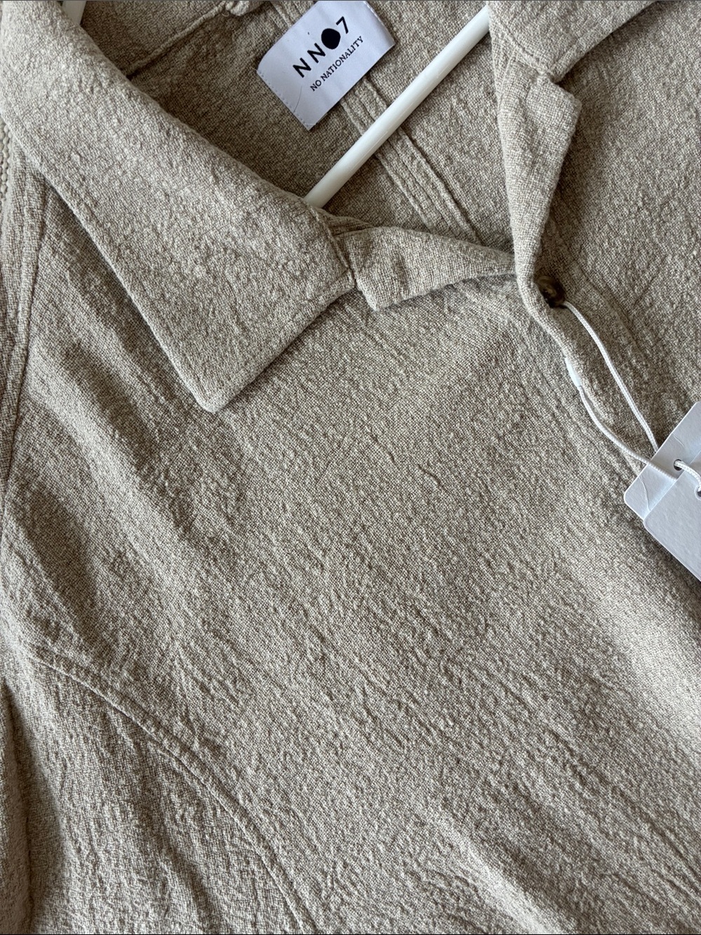 NN07 Men’s Casual Linen Button-Down Shirt in Light Beige - Picture 4 of 5